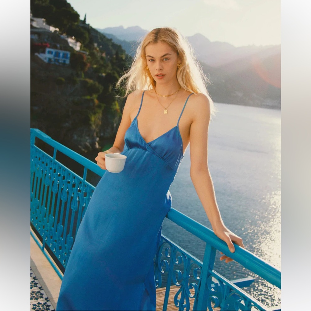 💥💥SALE!!💥💥 Arnhem Issey Silk Slip Royal Blue  empire waist dress low back large